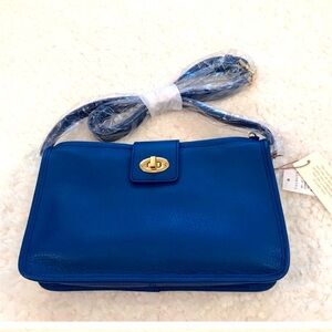 Talbots NWT leather crossbody, blue.